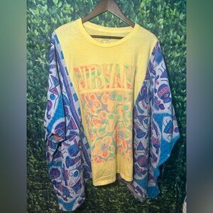 Upcycled Kantha NIRVANA Yellow Graphic Tee